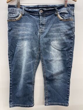 Apollo Jeans Women's Cropped Ankle Denim Jeans - Medium Blue with Faded Wash